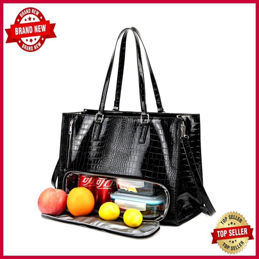 Insulated Laptop Tote Bag for Women, 15.6 Inch Messenger with Lunch Compartment